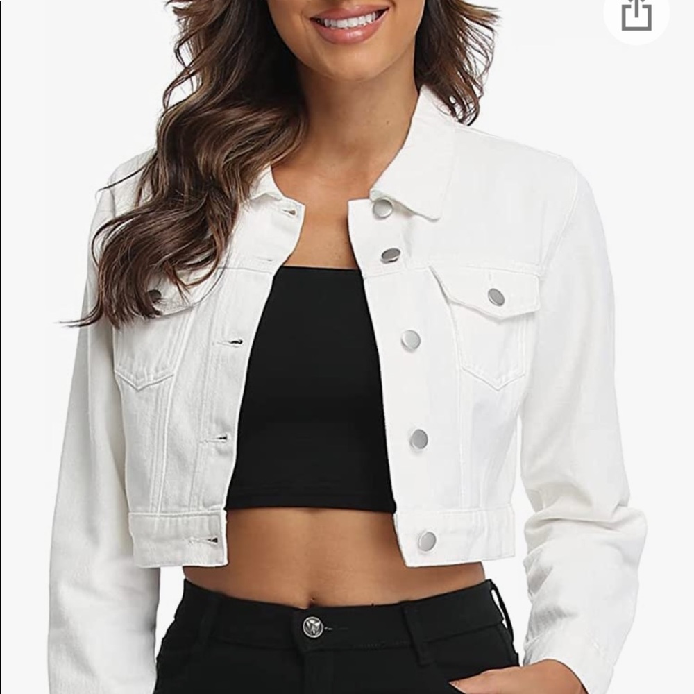 White cropped jean jacket - never worn